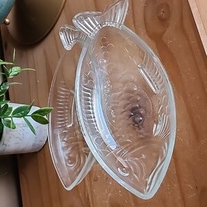 Vintage Pressed Glass Fish-Shaped Serving Dish
